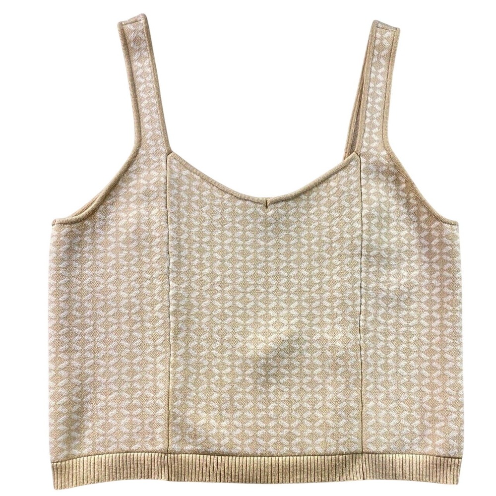 Abercrombie and Fitch A&F Cropped V-Neck Sweater Tank Top Neutral‎ Tan Ivory XXL